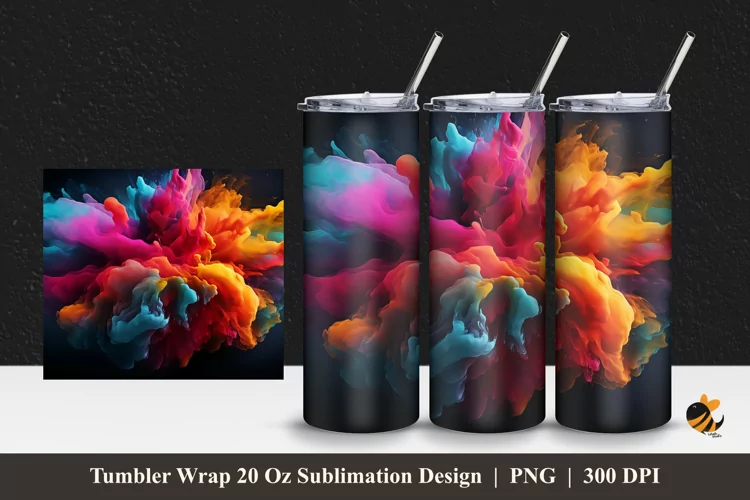 Splash Color Tumbler Wrap Sublimation Design 1