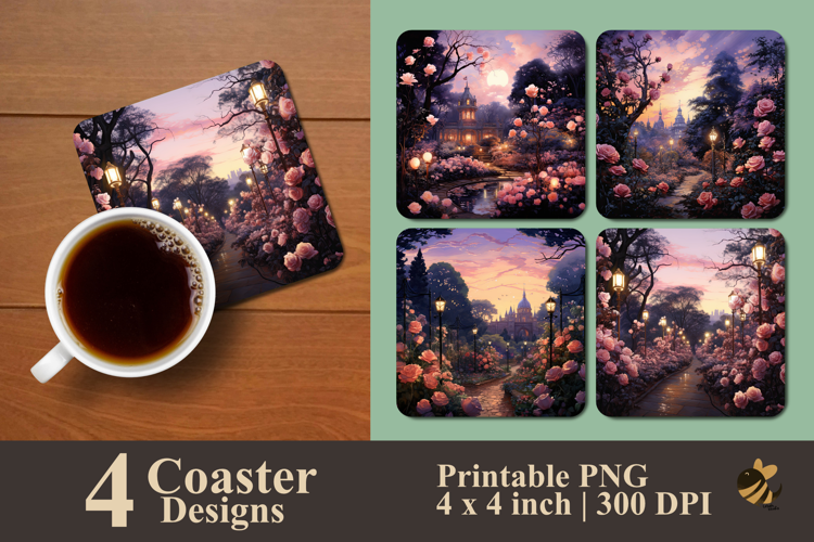 Rose Garden At Dusk Coaster Sublimation Design