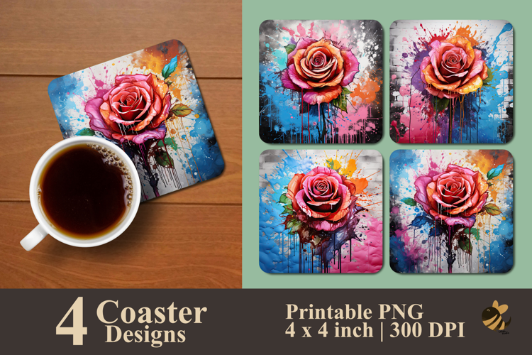 Charmin Rose Coaster Sublimation Design