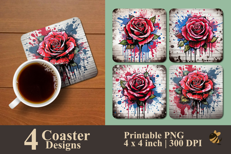 Laevigata Rose Coaster Sublimation Design