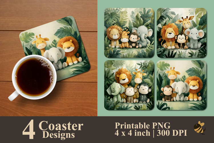 Adorable Forest Animals Coaster Sublimation Design