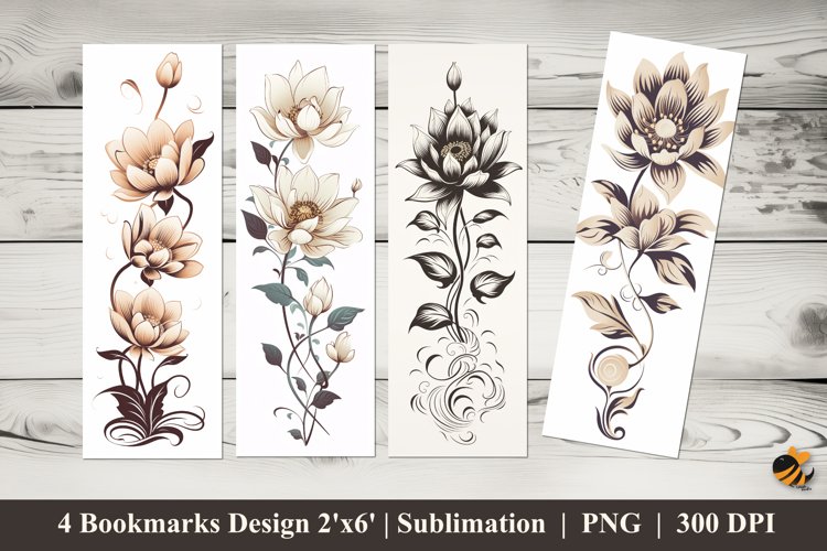 Lotus Vector Bookmarks Sublimation Design example image 1