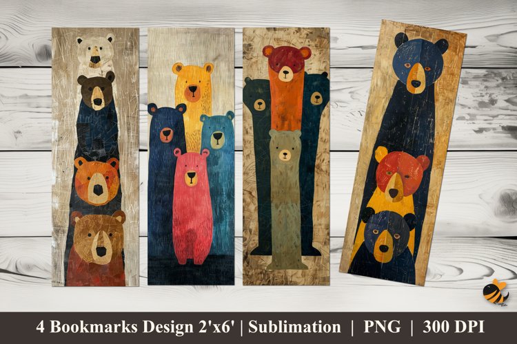 Simple Bear Bookmarks Sublimation Design example image 1