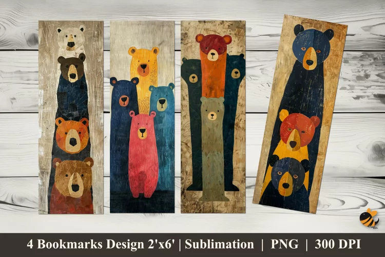 Simple Bear Bookmarks Sublimation Design