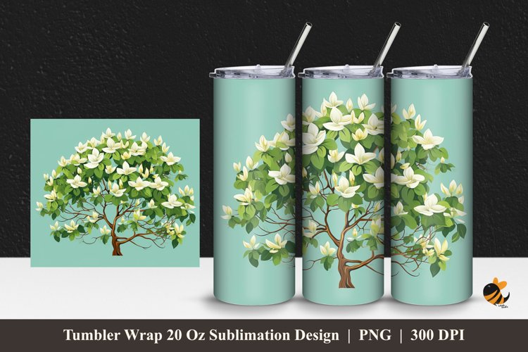 Cananga Flowers Tumbler Wrap Sublimation Design 1