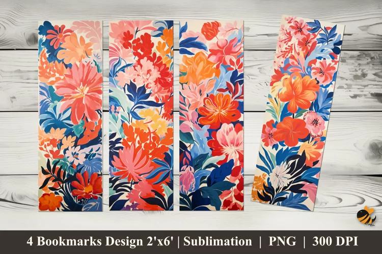 Pastel Color Flowers Bookmarks Sublimation Design