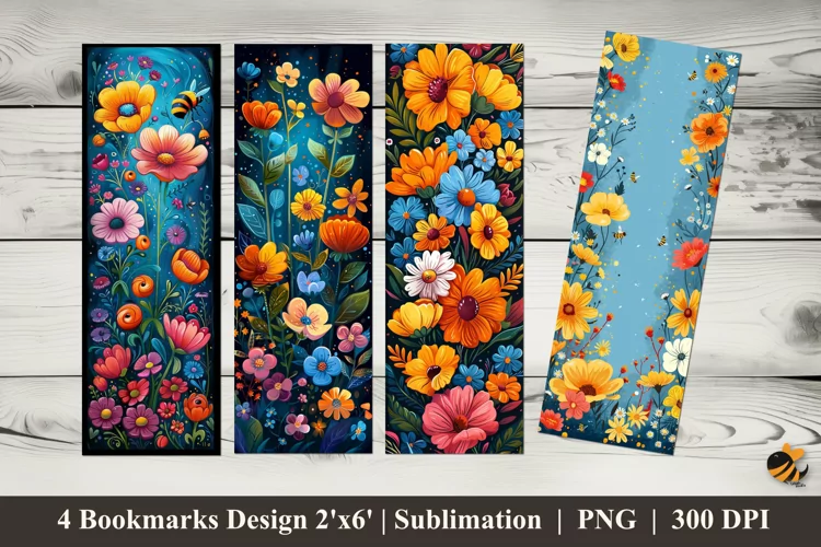 Flowers Charm Bookmarks Sublimation Design