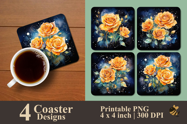 Tangerine Rose Coaster Sublimation Design