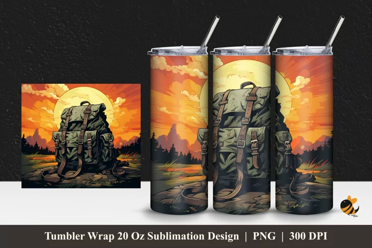 World War Bag Tumbler Wrap Sublimation Design 1