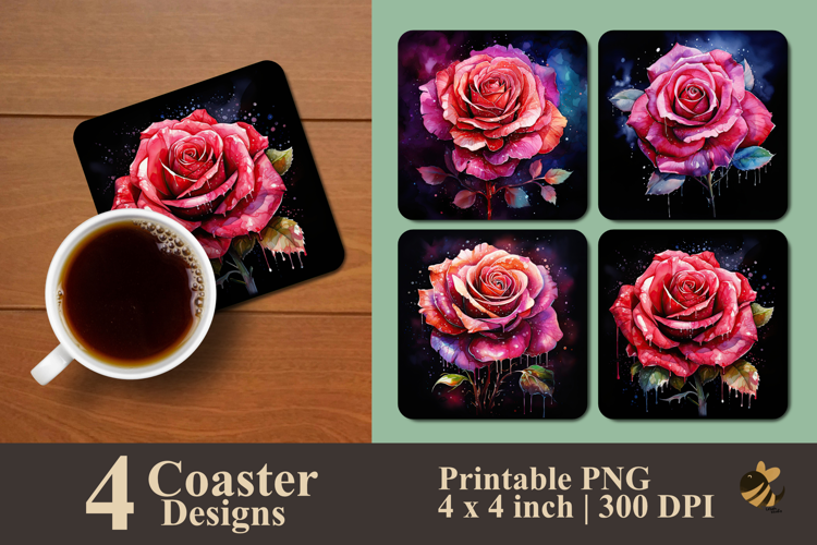 Ruby Rose Coaster Sublimation Design