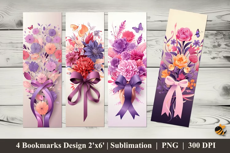 Romantic Flower Bookmarks Sublimation Design