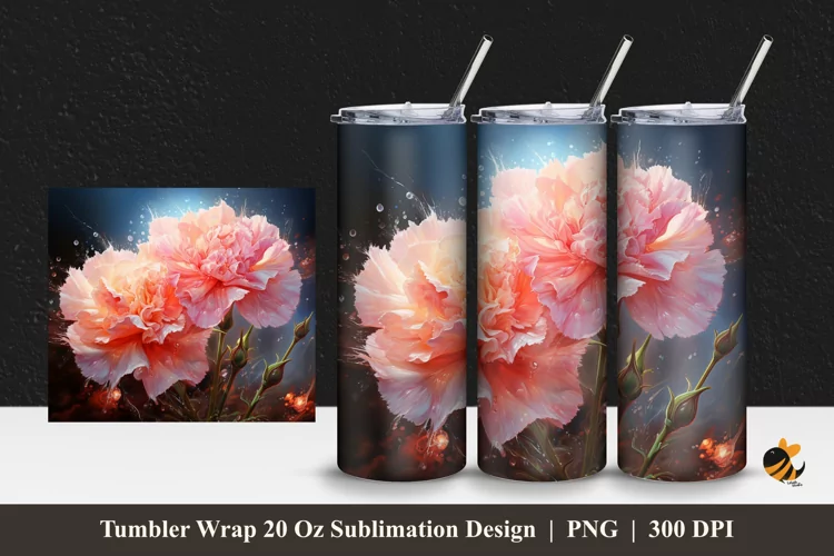Glow Flower Tumbler Wrap Sublimation Design 1