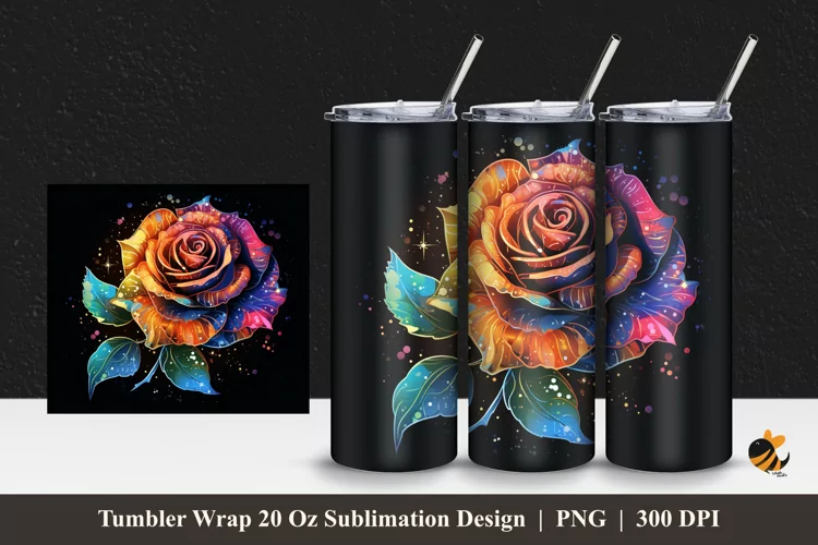 Rose Blink Effect Tumbler Wrap Sublimation Design 1
