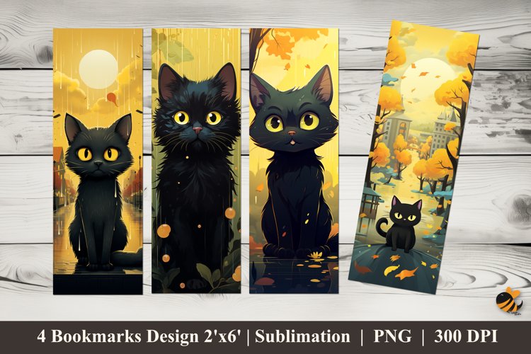 Cat Film Illustration Bookmarks Sublimation Design example image 1