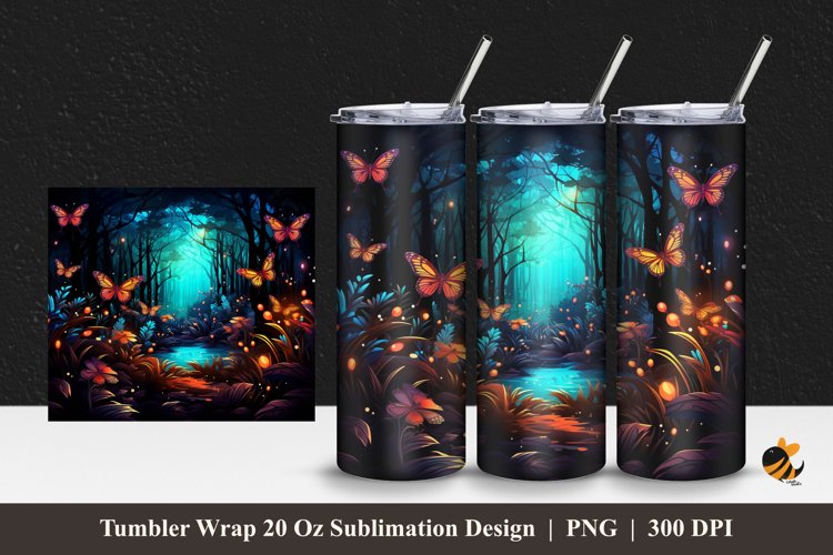 Butterfly Wildlife Tumbler Wrap Sublimation Design 1