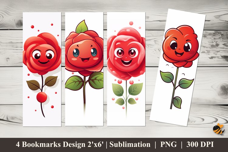 Cute Rose Bookmarks Sublimation Design example image 1