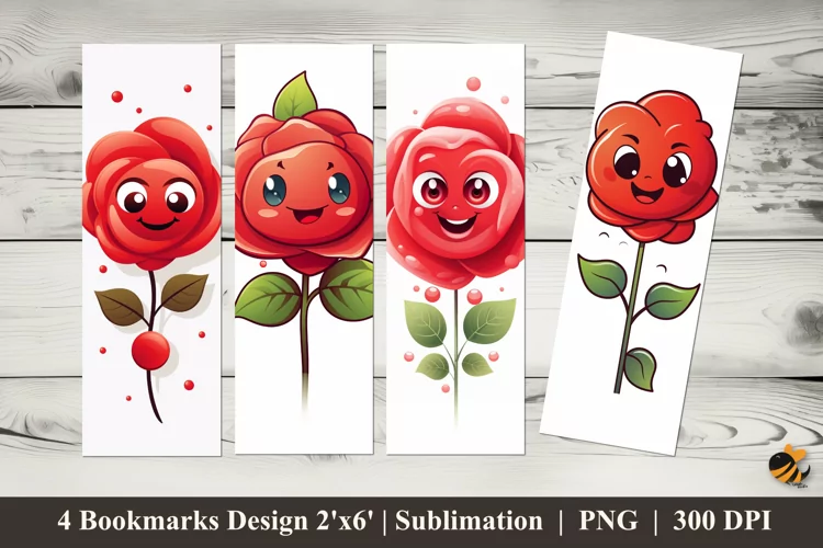 Cute Rose Bookmarks Sublimation Design