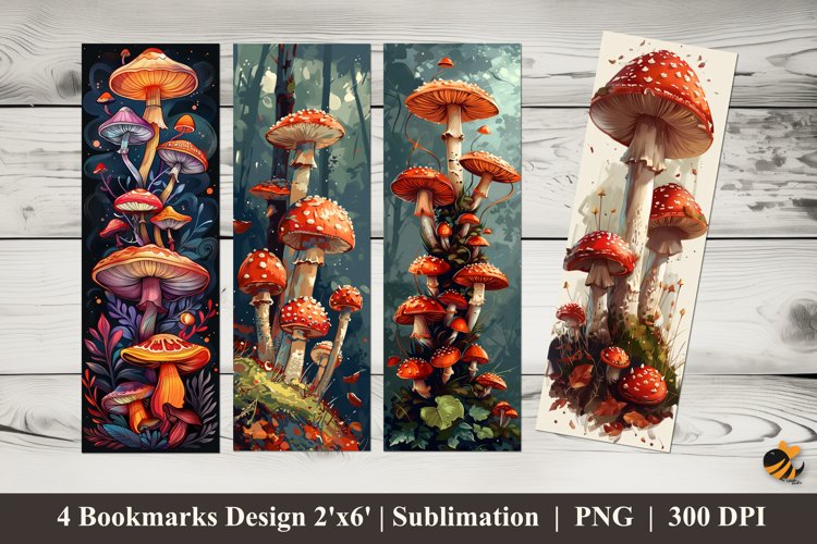 Wild Mushroom Bookmarks Sublimation Design example image 1