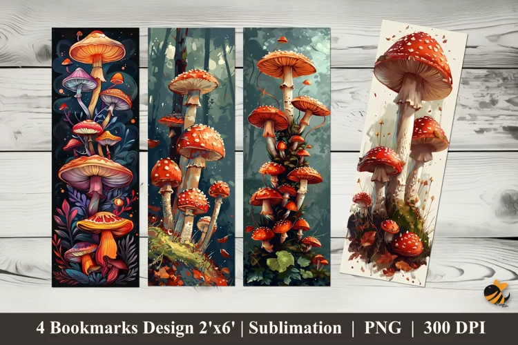 Wild Mushroom Bookmarks Sublimation Design