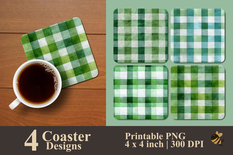 Pale Green Coaster Sublimation Design example image 1