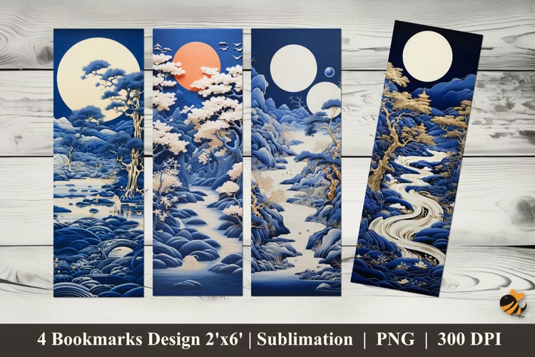 Blue Forest Bookmarks Sublimation Design