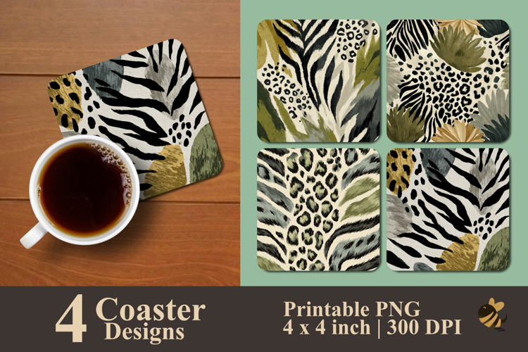 Seamless Animal Print Coaster Sublimation Design
