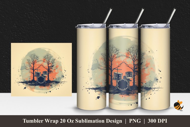 Music Drum Tumbler Wrap Sublimation Design 1 example image 1