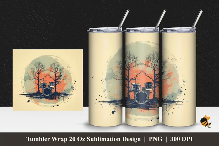 Music Drum Tumbler Wrap Sublimation Design 1