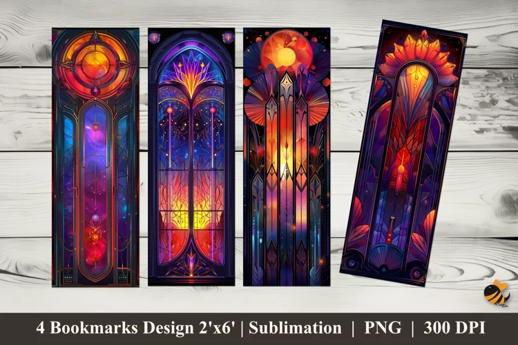 Art Deco Purple Bookmarks Sublimation Design