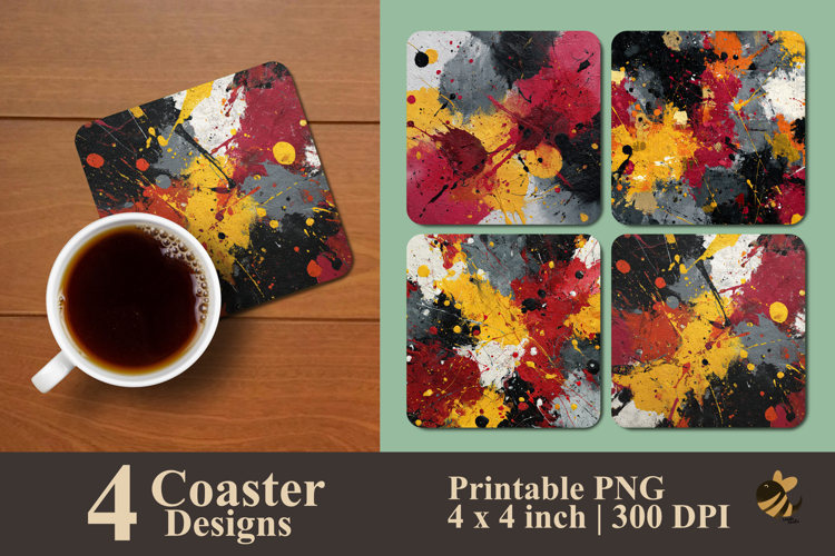 Abstract Chaos Splash Coaster Sublimation Design