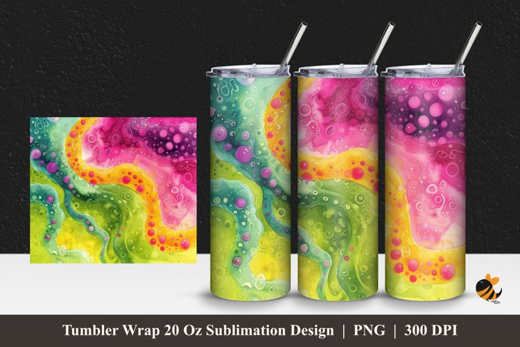 Funky Cells Color Tumbler Wrap Sublimation Design 1 example image 1