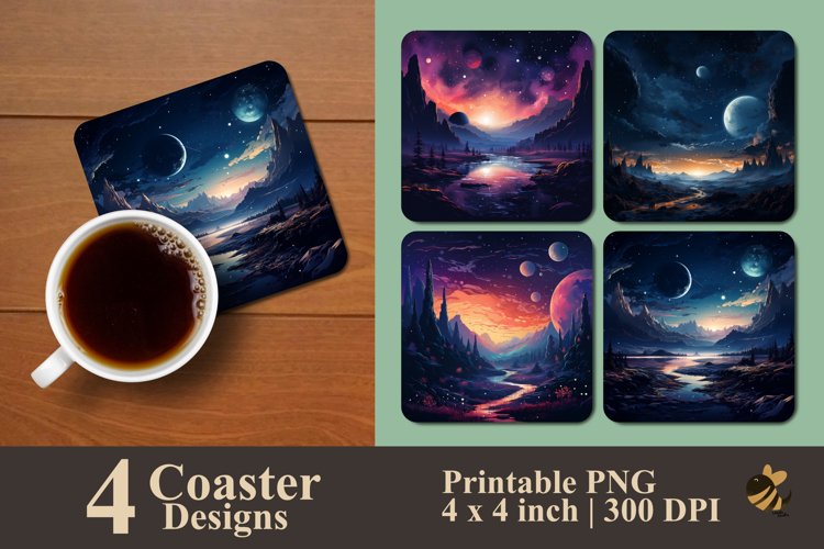 Cosmic Scene Coaster Sublimation Designs