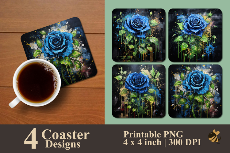 Blue Rose Evolution Coaster Sublimation Design