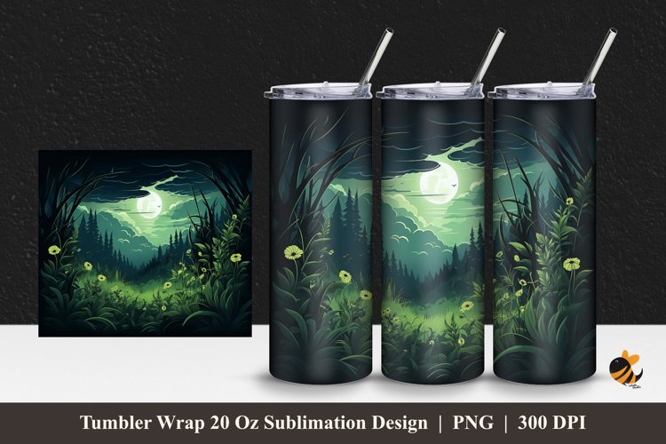 Meadow Night Tumbler Wrap Sublimation Design 1