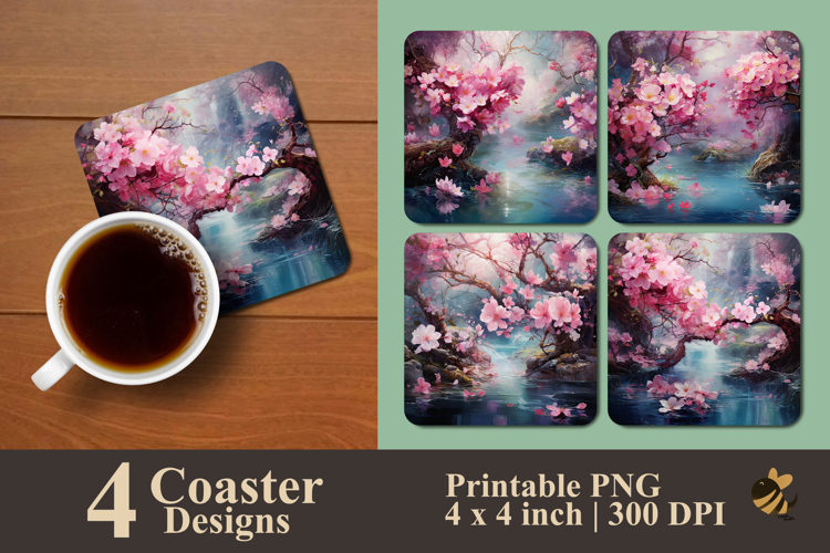 Eternal Blossom Garden Coaster Sublimation Design
