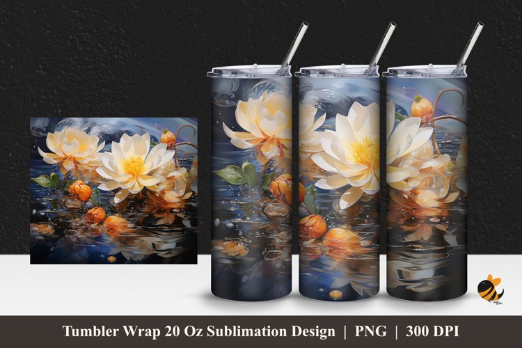 Garden Flowers Tumbler Wrap Sublimation Design 1 example image 1