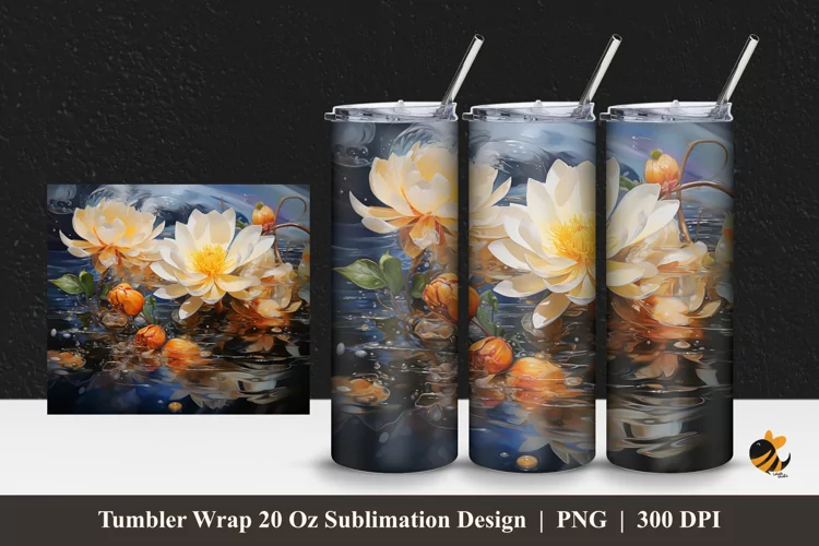 Garden Flowers Tumbler Wrap Sublimation Design 1