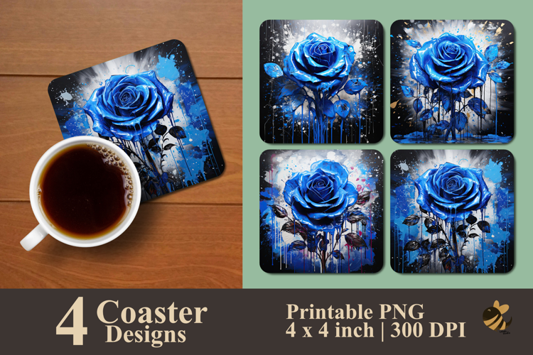 Painting Sapphire Blue Coaster Sublimation Design