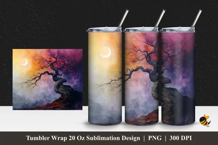 Abstract Tree Tumbler Wrap Sublimation Design 1