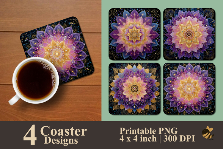 Mandala Flower Coaster Sublimation Design