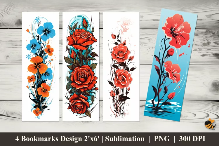 Floral Motifs Bookmarks Sublimation Design