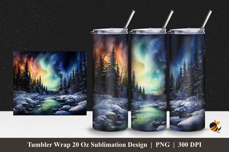 Beauty Aurora At Nature Tumbler Wrap Sublimation Design 1 example image 1