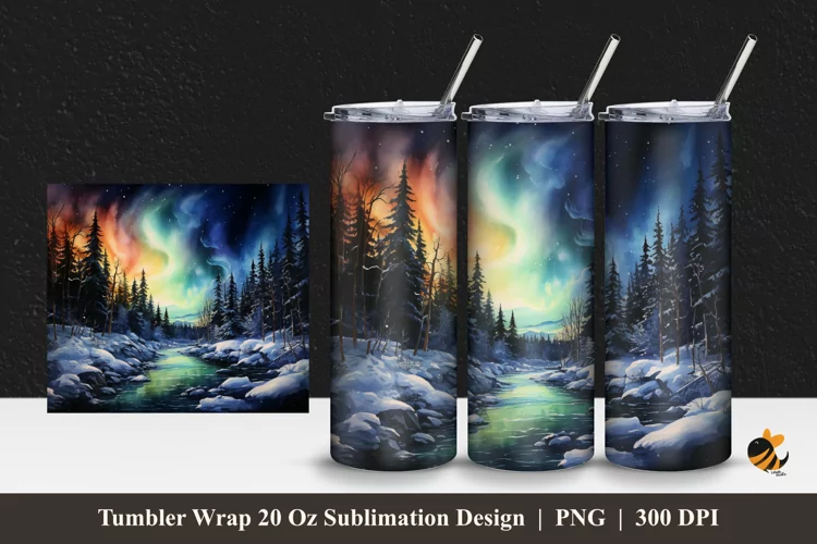 Beauty Aurora At Nature Tumbler Wrap Sublimation Design 1