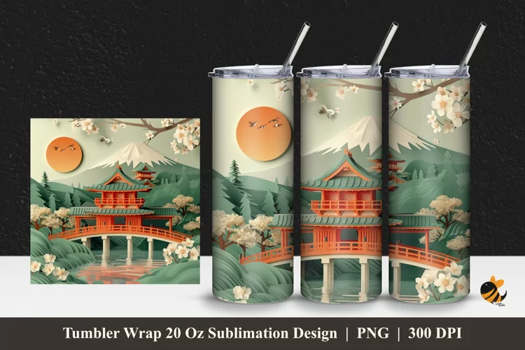 3D Mountain Panoramic Tumbler Wrap Sublimation Design 1