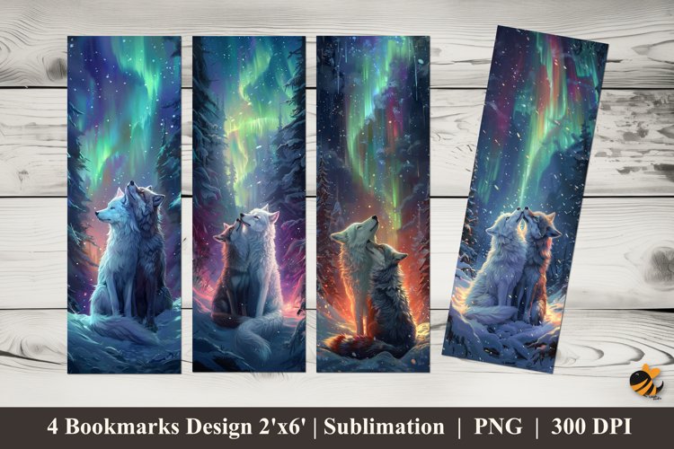 White And Gray Wolves Bookmarks Sublimation Design
