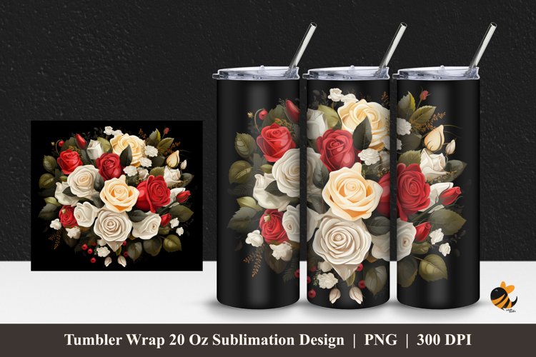 Floral Bouquet Tumbler Wrap Sublimation Design 1