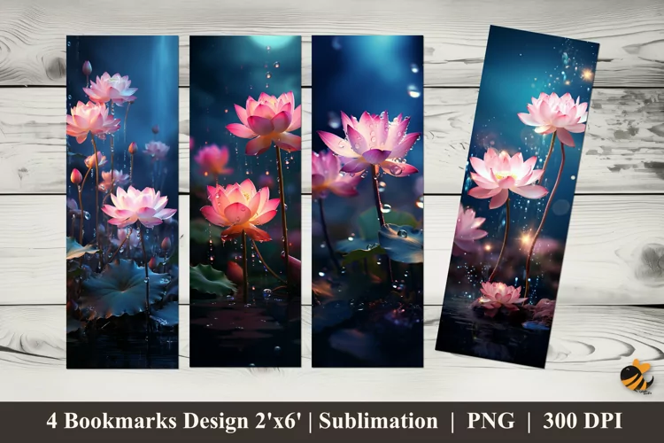 Lotus Moonlight Bookmarks Sublimation Design