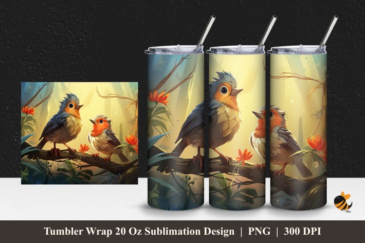 Bird Stories Tumbler Wrap Sublimation Design 1