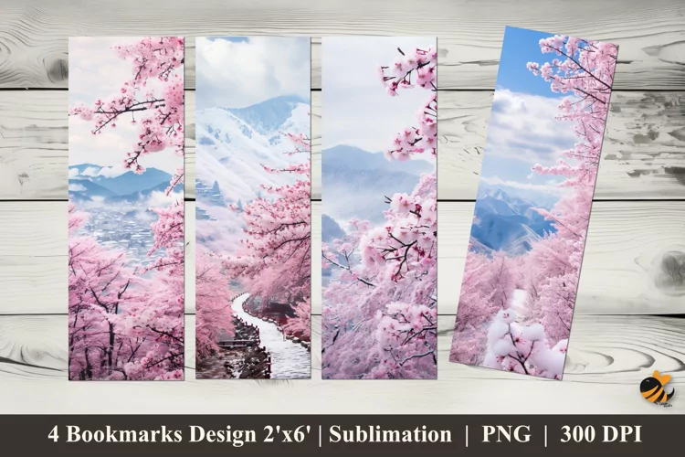 Lush Mountain Flowers Bookmarks Sublimation Design
