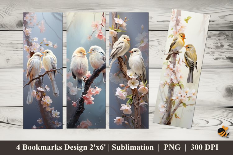 Romantic Bird Bookmarks Sublimation Design